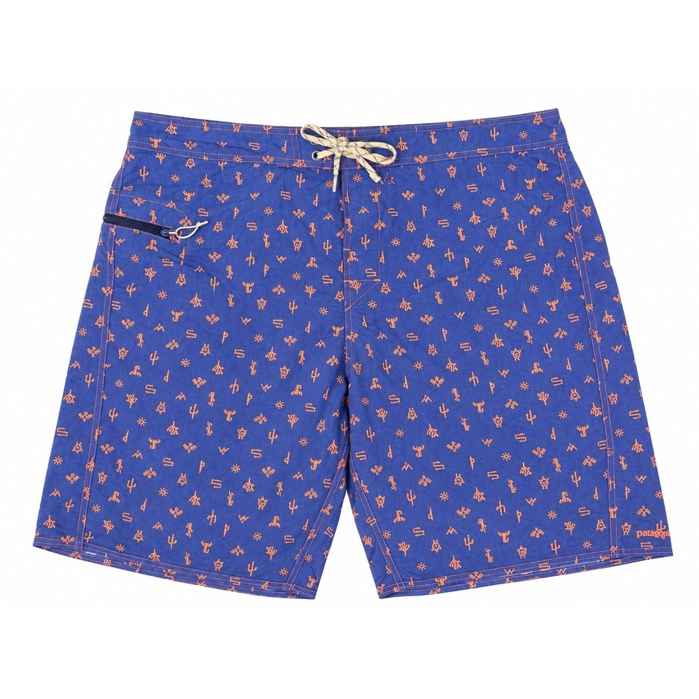 Patagonia Men's Board Shorts Size 40 Blue Orange Print Nylon Swim Trunks 9"